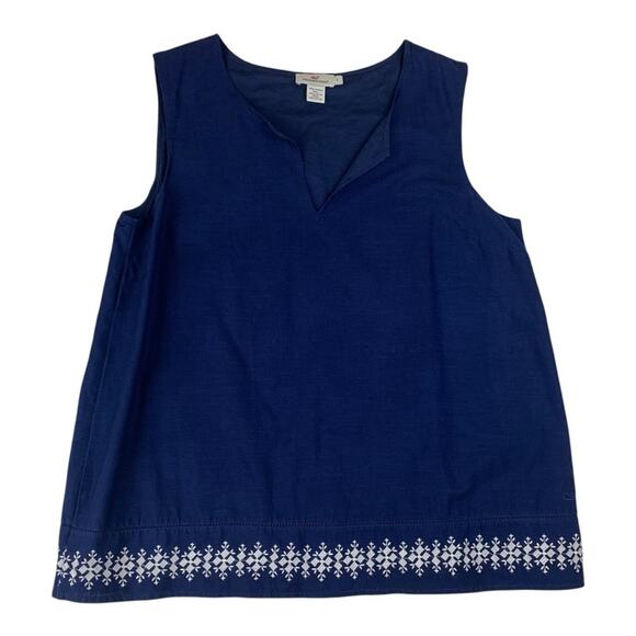 Vineyard Vines women's large Blue white Embroidered Sleeveless Tank Top nautical - Picture 1 of 8